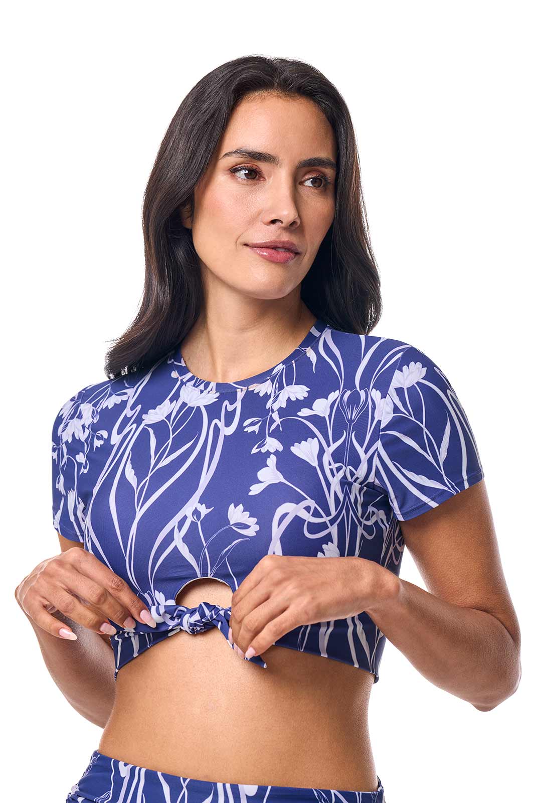 Women's Hibiscus Island Crop Swim T-Shirt | Future Dusk Iris Dusk