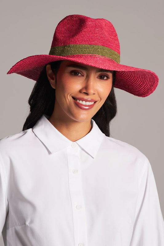 Unisex Playa Crochet Raffia Fedora | Magnolia Pink
