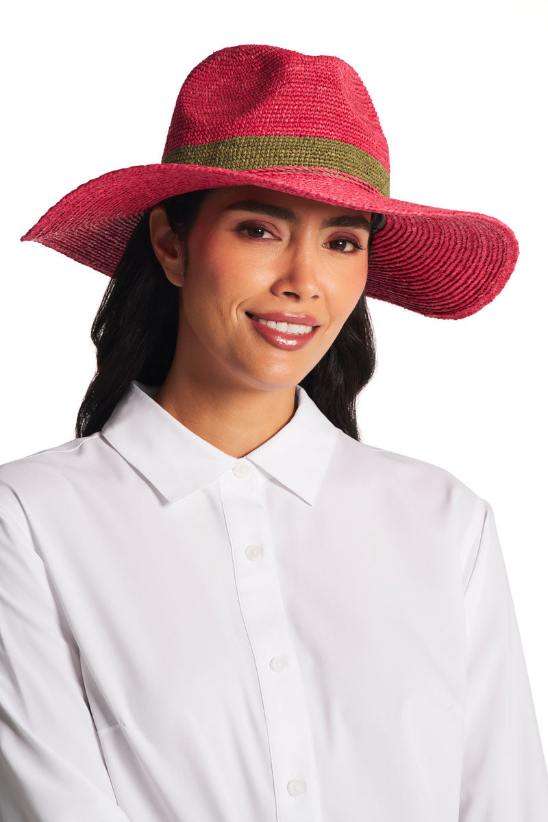 Unisex Playa Crochet Raffia Fedora | Magnolia Pink