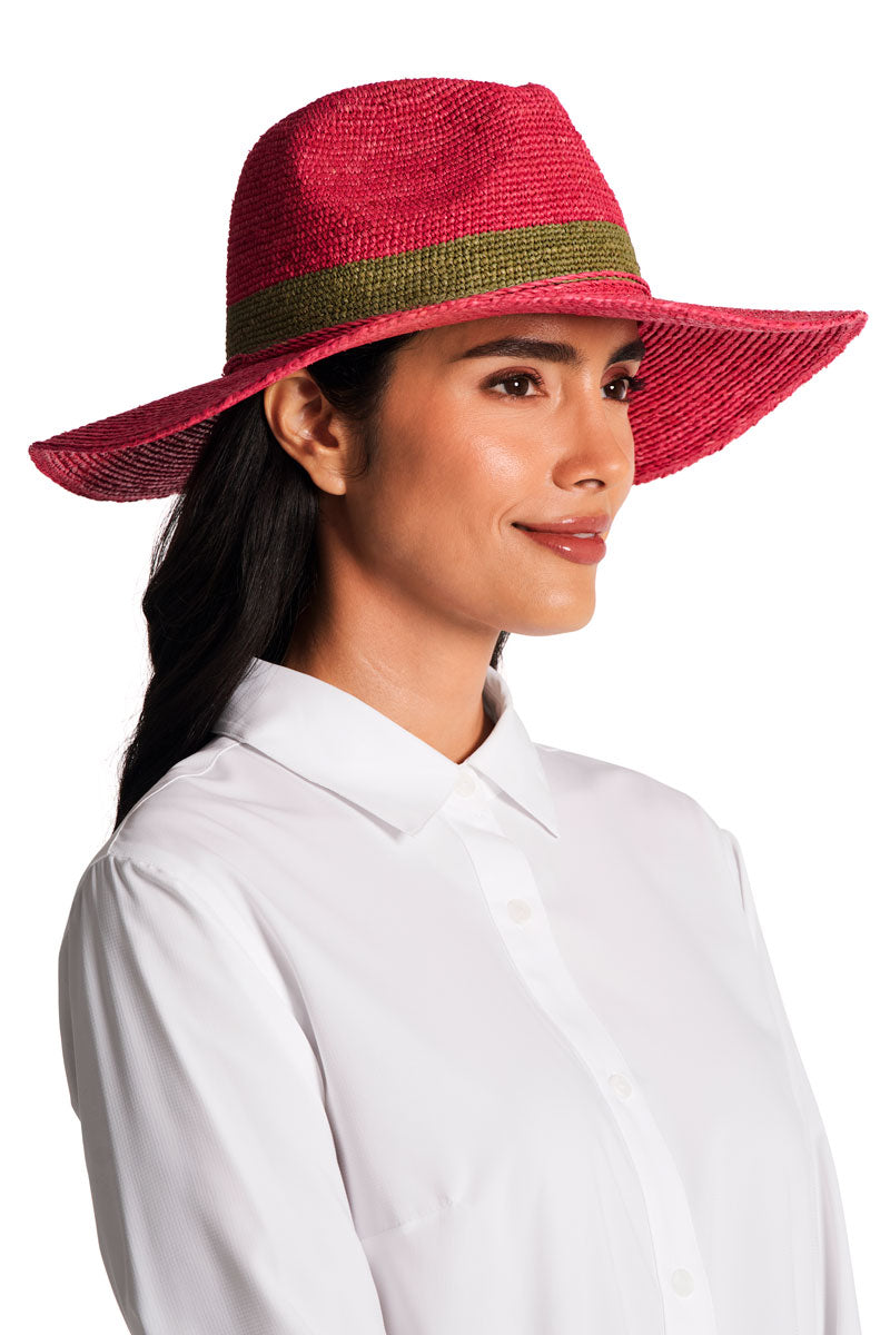 Unisex Playa Crochet Raffia Fedora | Magnolia Pink