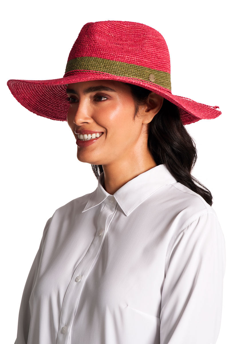 Unisex Playa Crochet Raffia Fedora | Magnolia Pink
