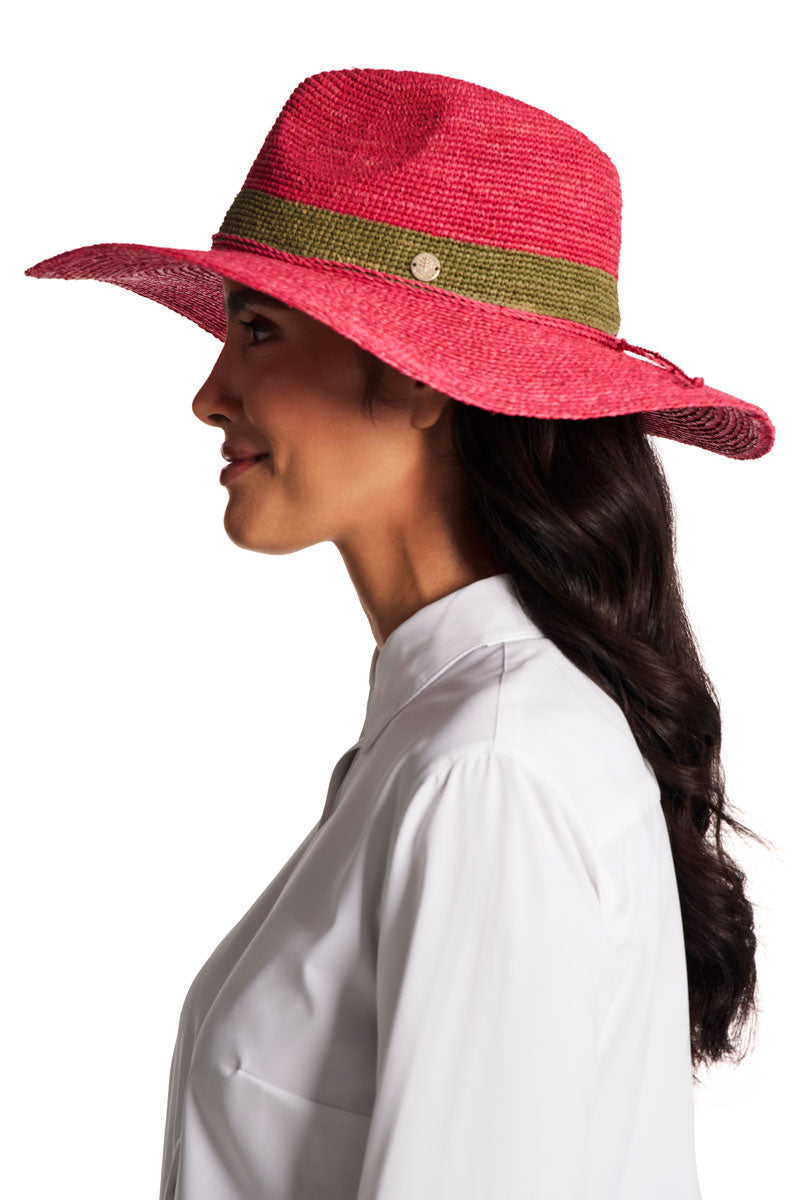 Unisex Playa Crochet Raffia Fedora | Magnolia Pink