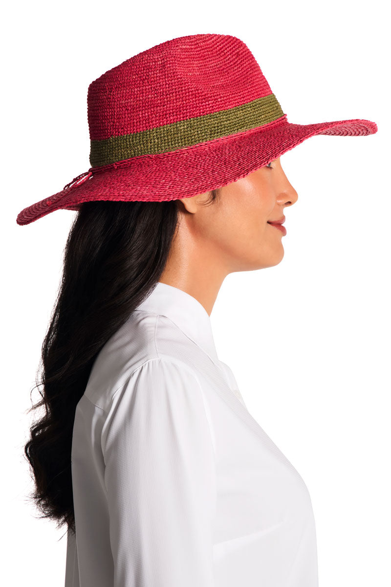 Unisex Playa Crochet Raffia Fedora | Magnolia Pink