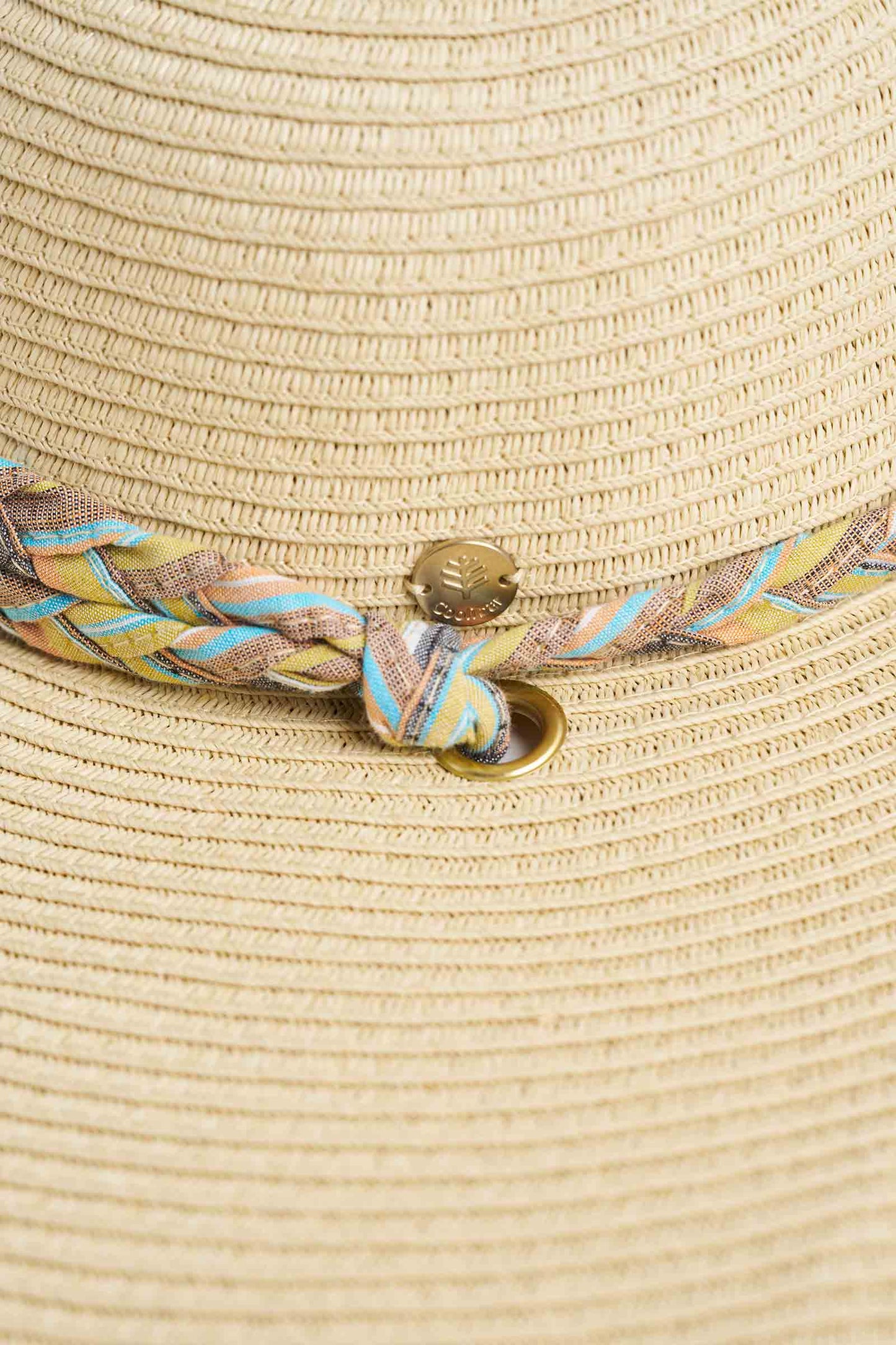 Women's Palm Coast Large Brim Floppy Sun hat w Braided Chi | Natural