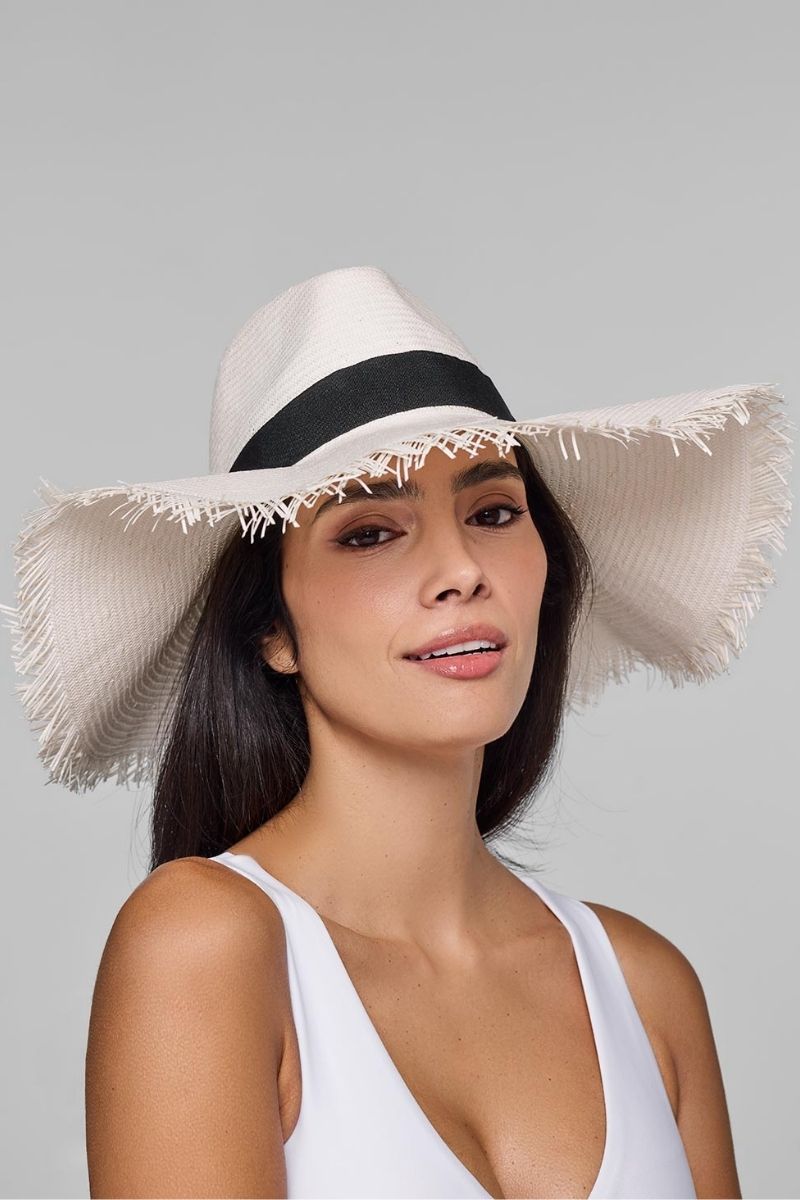 Men's Nassau Shantung Straw Frayed Sun Hat | Dark Brown