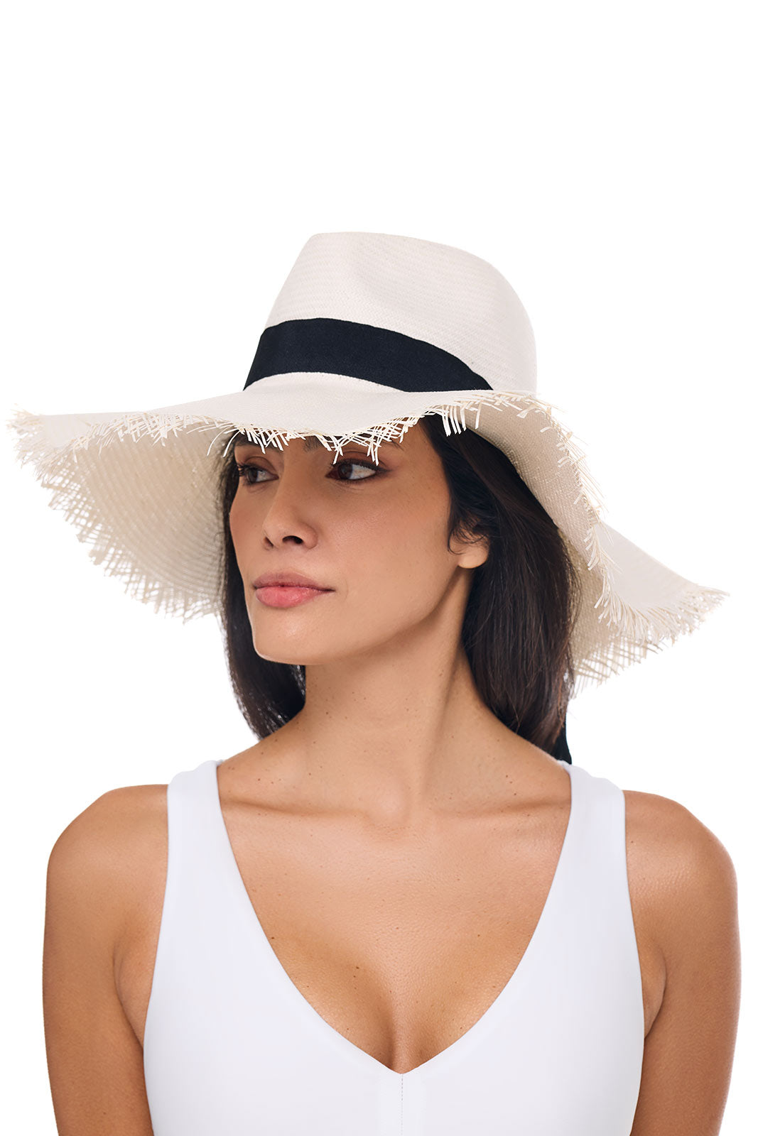 Men's Nassau Shantung Straw Frayed Sun Hat | Dark Brown