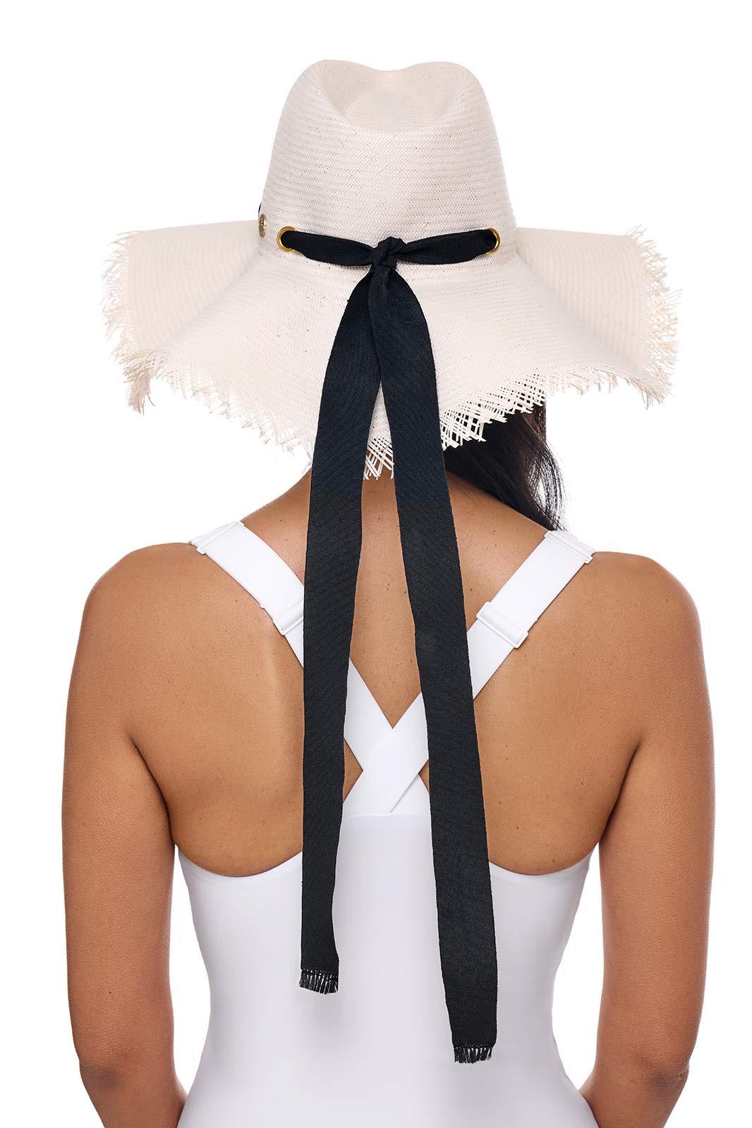 Men's Nassau Shantung Straw Frayed Sun Hat | Dark Brown