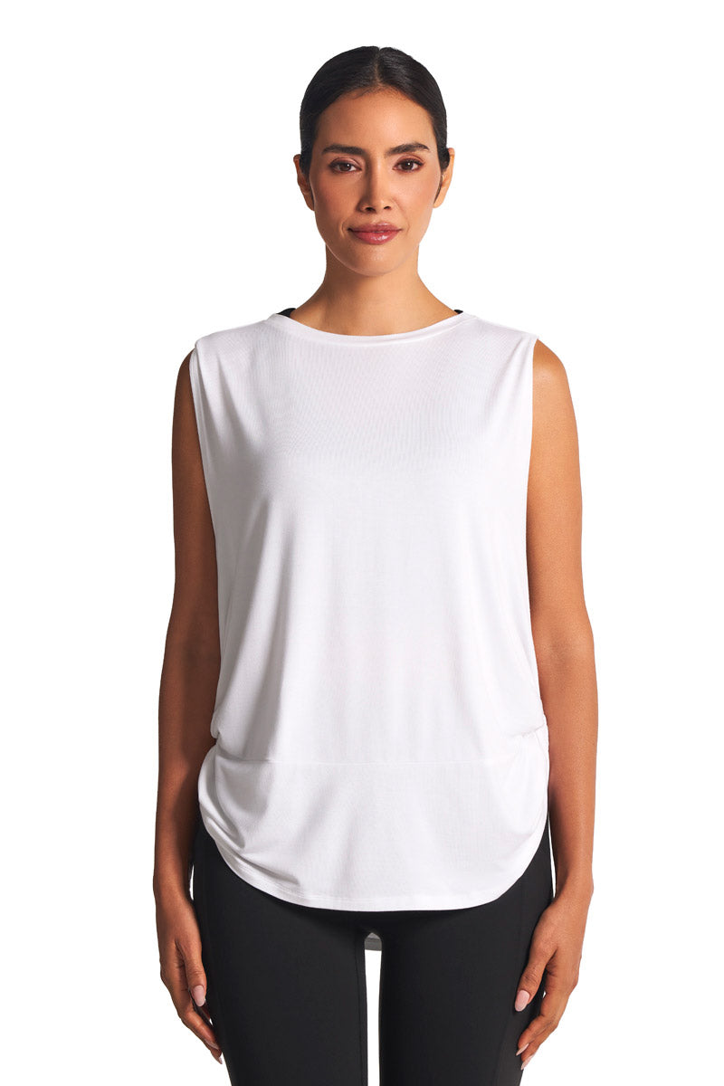 Women's Supine Twist Yoga Tank | White