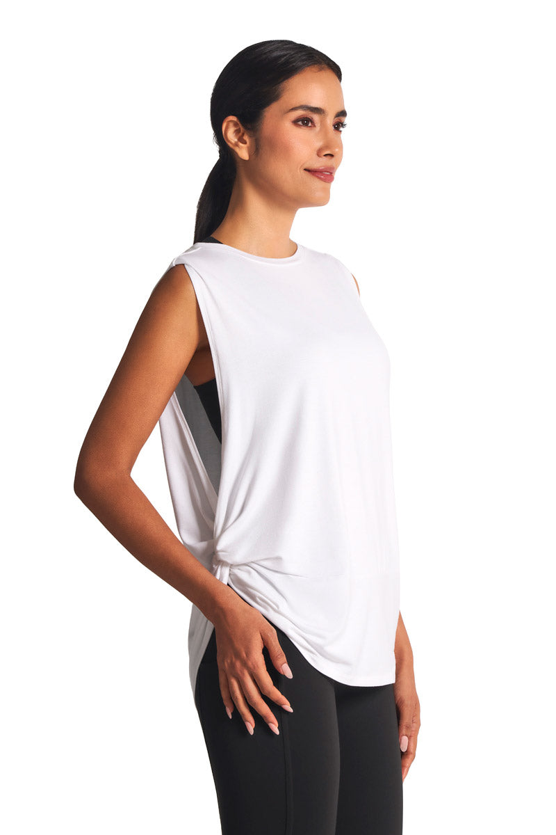 Women's Supine Twist Yoga Tank | White