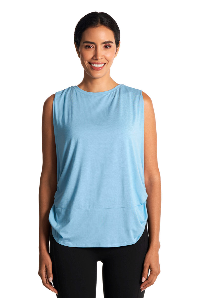 Women's Supine Twist Yoga Tank | Artic Blue