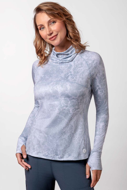 Women's Vented Paros Fishing T-Shirt | Grey Water Print