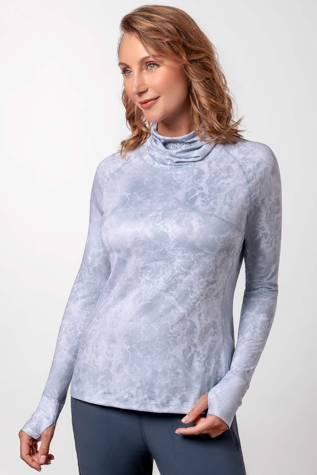 Women's Vented Paros Fishing T-Shirt | Grey Water Print