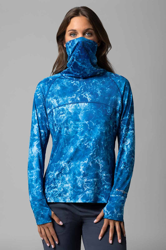 Women's Vented Paros Fishing T-Shirt | Blue Water Print