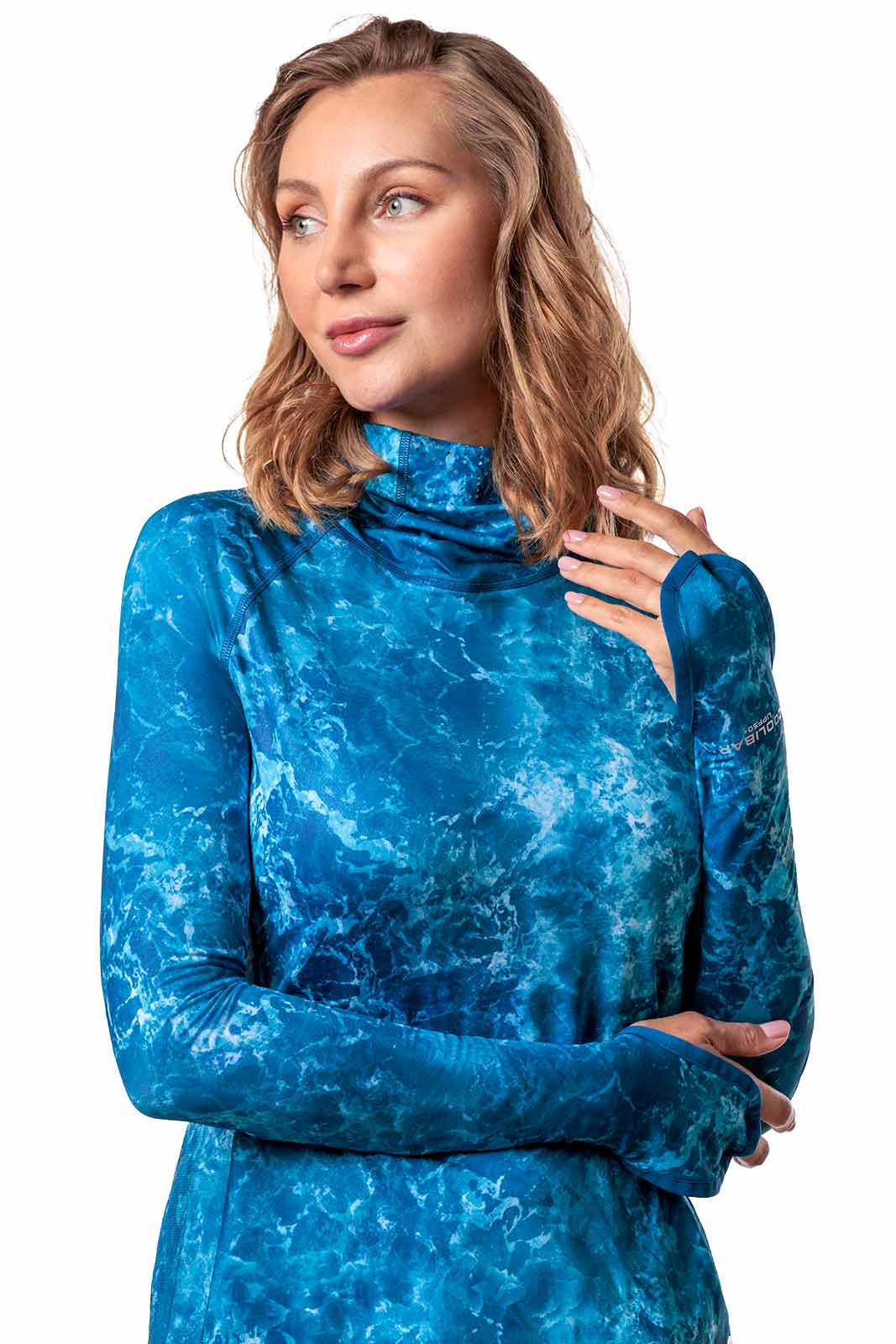 Women's Vented Paros Fishing Hoodie | Blue Water Print