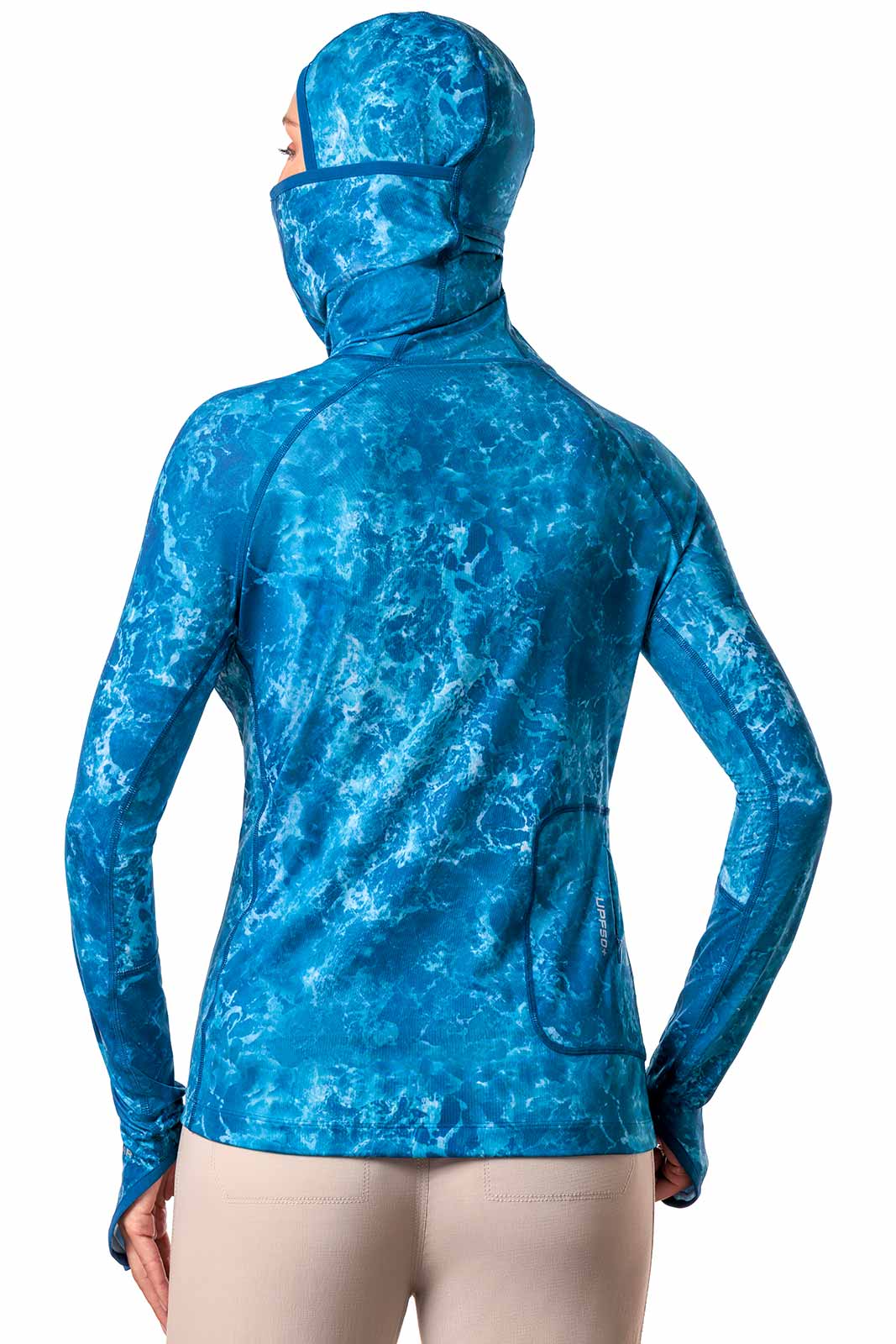 Women's Vented Paros Fishing Hoodie | Blue Water Print