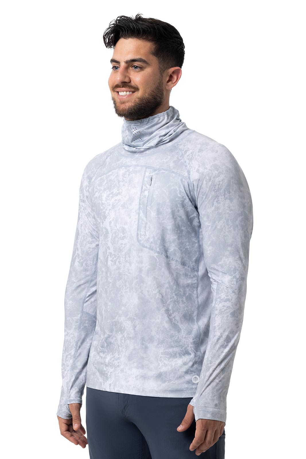 Men's Vented Andros Fishing T-Shirt | Grey Water Print