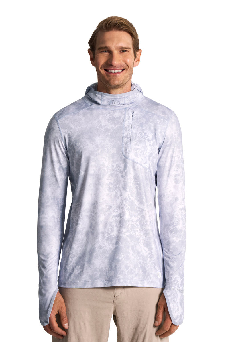 Men's Vented Andros Fishing Hoodie | Grey Water Print