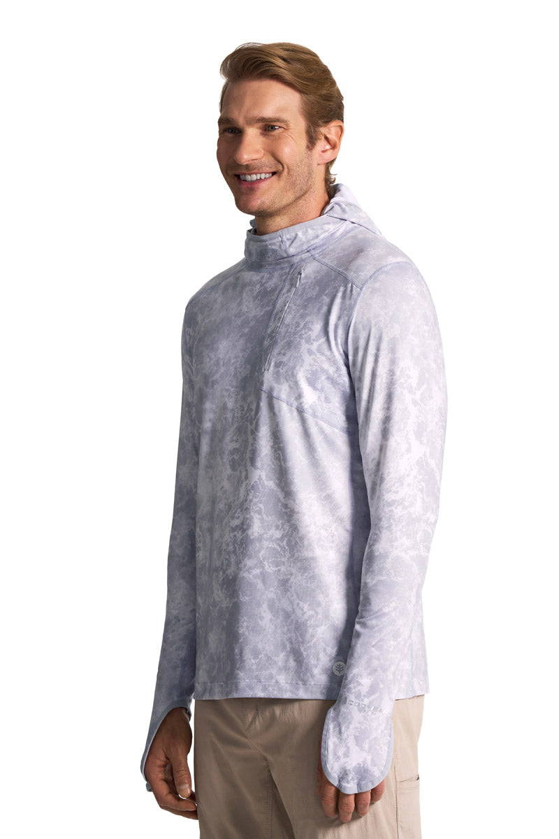 Men's Vented Andros Fishing Hoodie | Grey Water Print