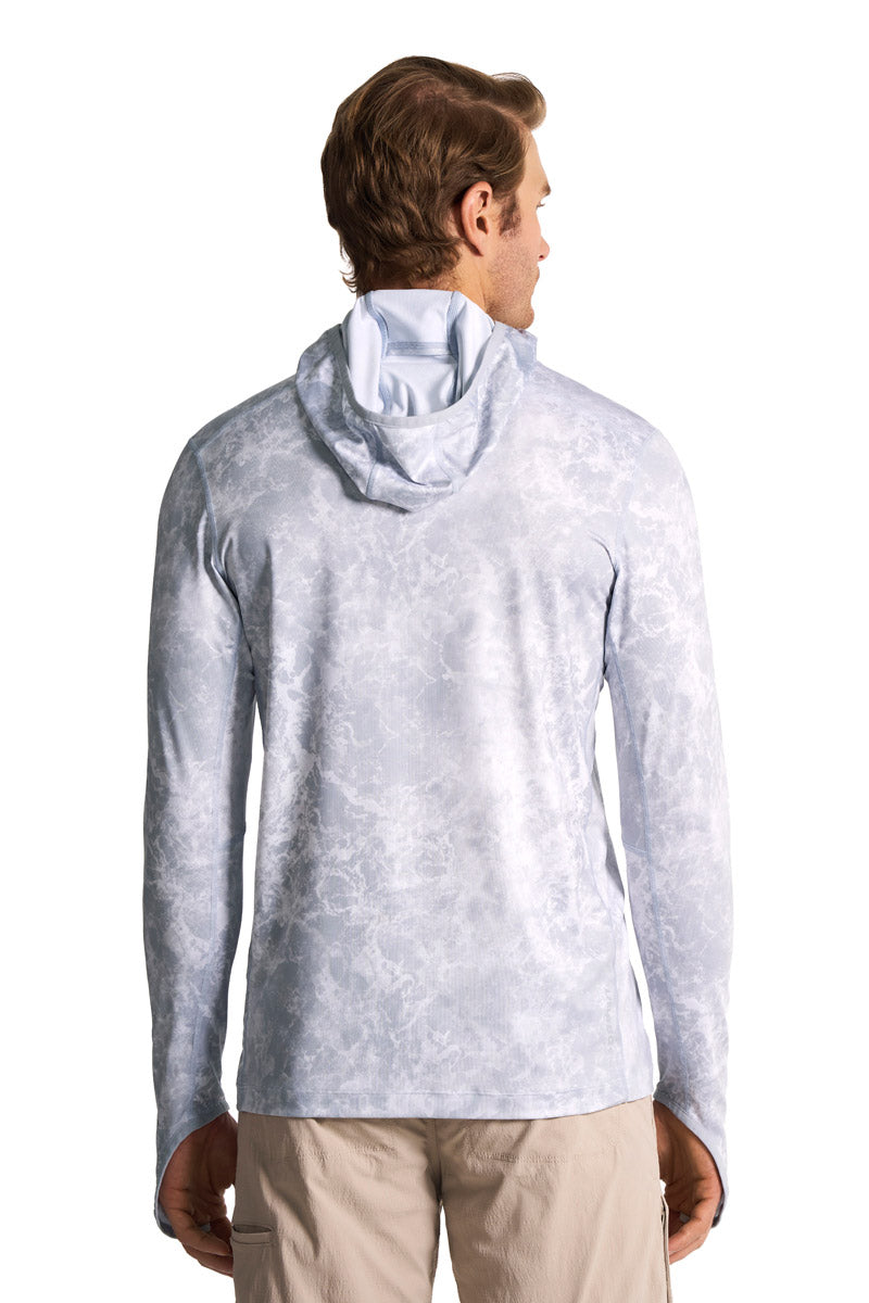 Men's Vented Andros Fishing Hoodie | Grey Water Print