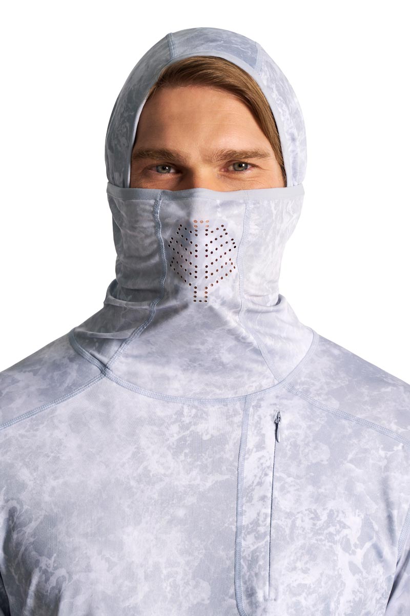 Men's Vented Andros Fishing Hoodie | Grey Water Print
