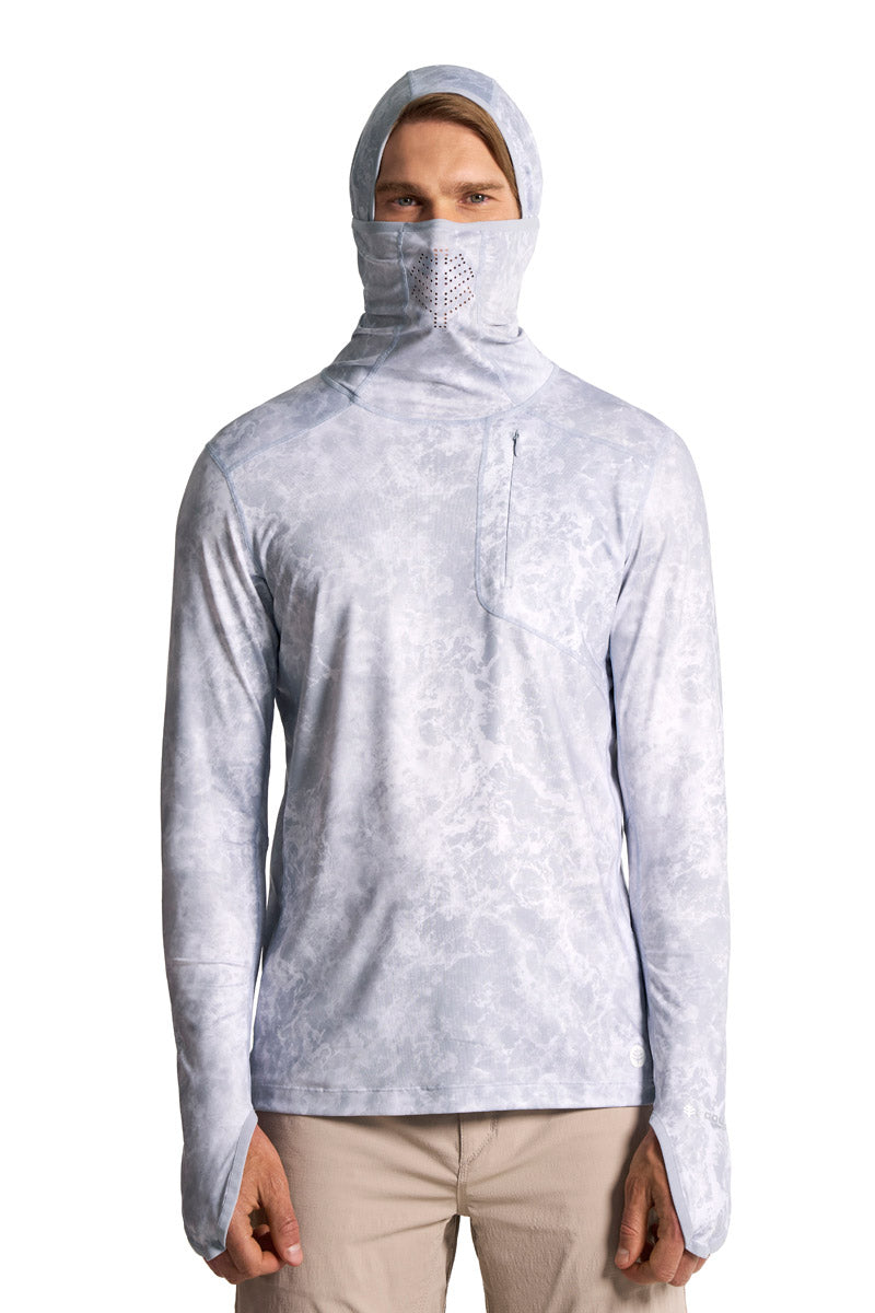 Men's Vented Andros Fishing Hoodie | Grey Water Print