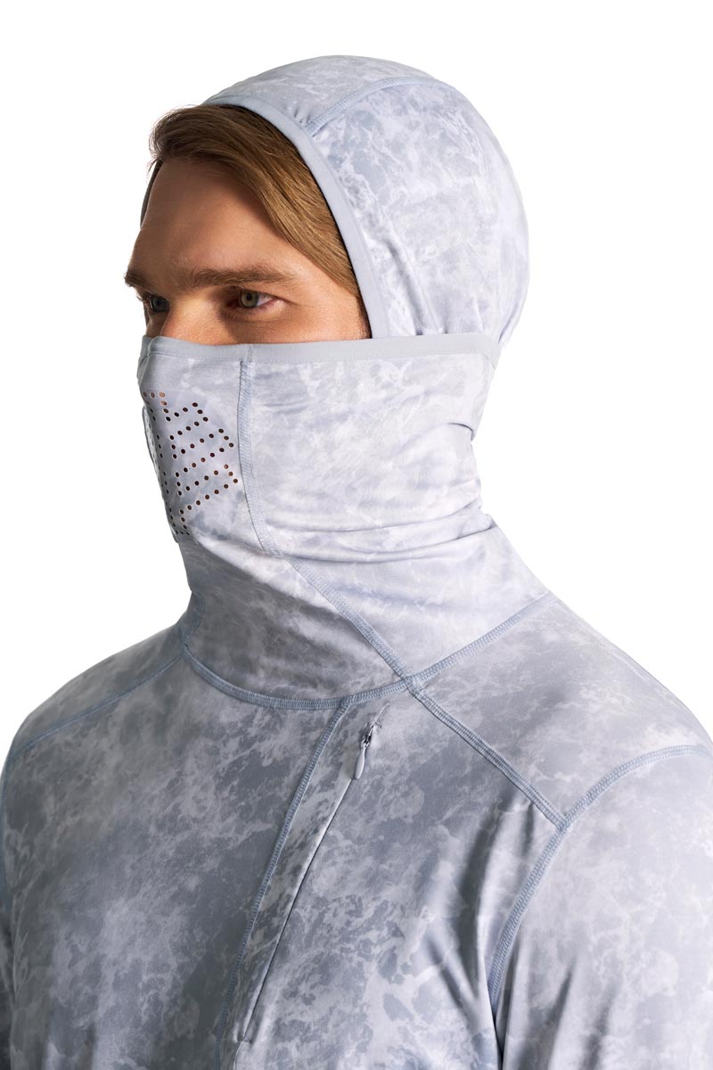 Men's Vented Andros Fishing Hoodie | Grey Water Print