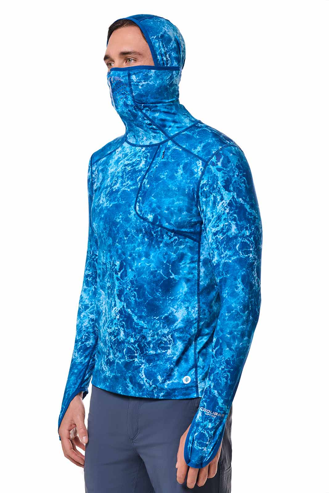 Men's Vented Andros Fishing Hoodie | Blue Water Print