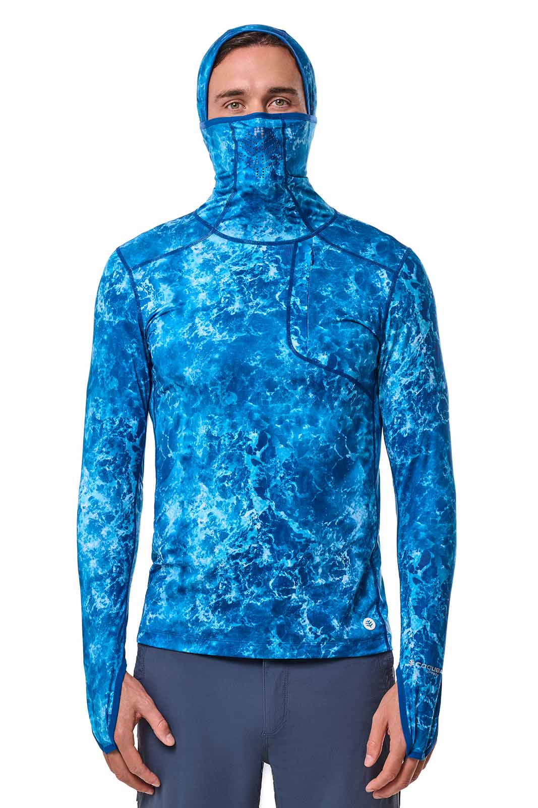 Men's Vented Andros Fishing Hoodie | Blue Water Print