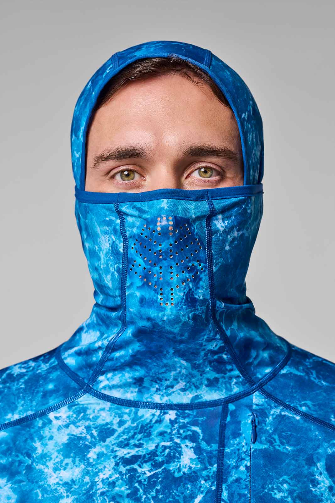 Men's Vented Andros Fishing Hoodie | Blue Water Print