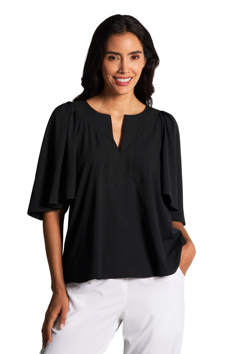 Women's Miami Spring Flutter Sleeve Blouse | Black