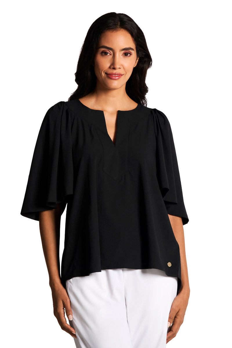 Women's Miami Spring Flutter Sleeve Blouse | Black