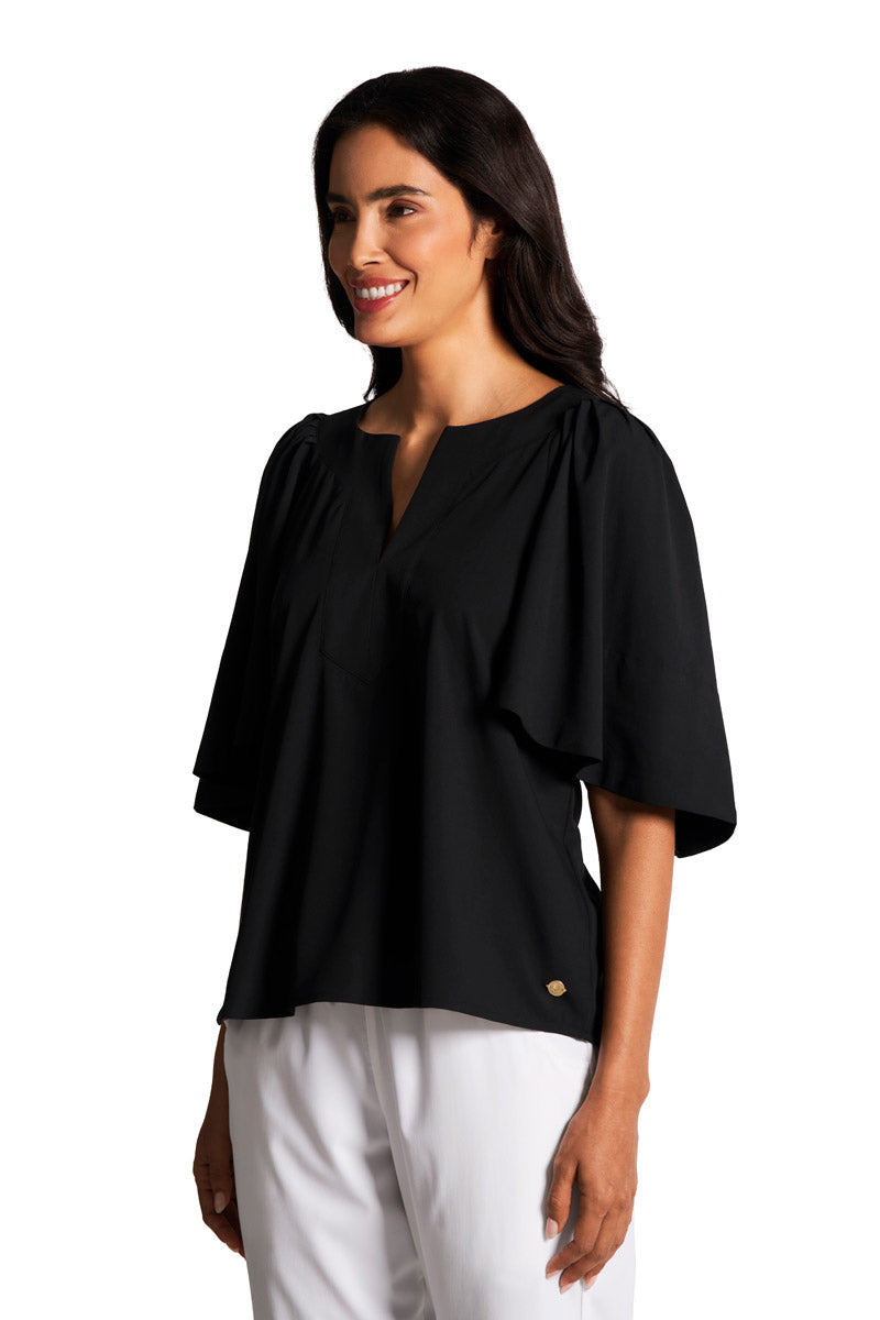 Women's Miami Spring Flutter Sleeve Blouse | Black