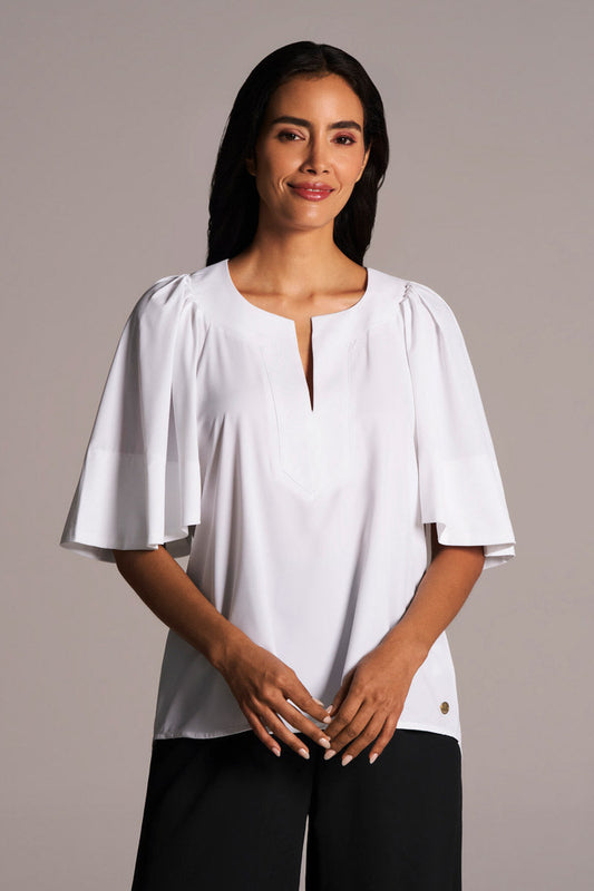 Women's Miami Spring Flutter Sleeve Blouse | White