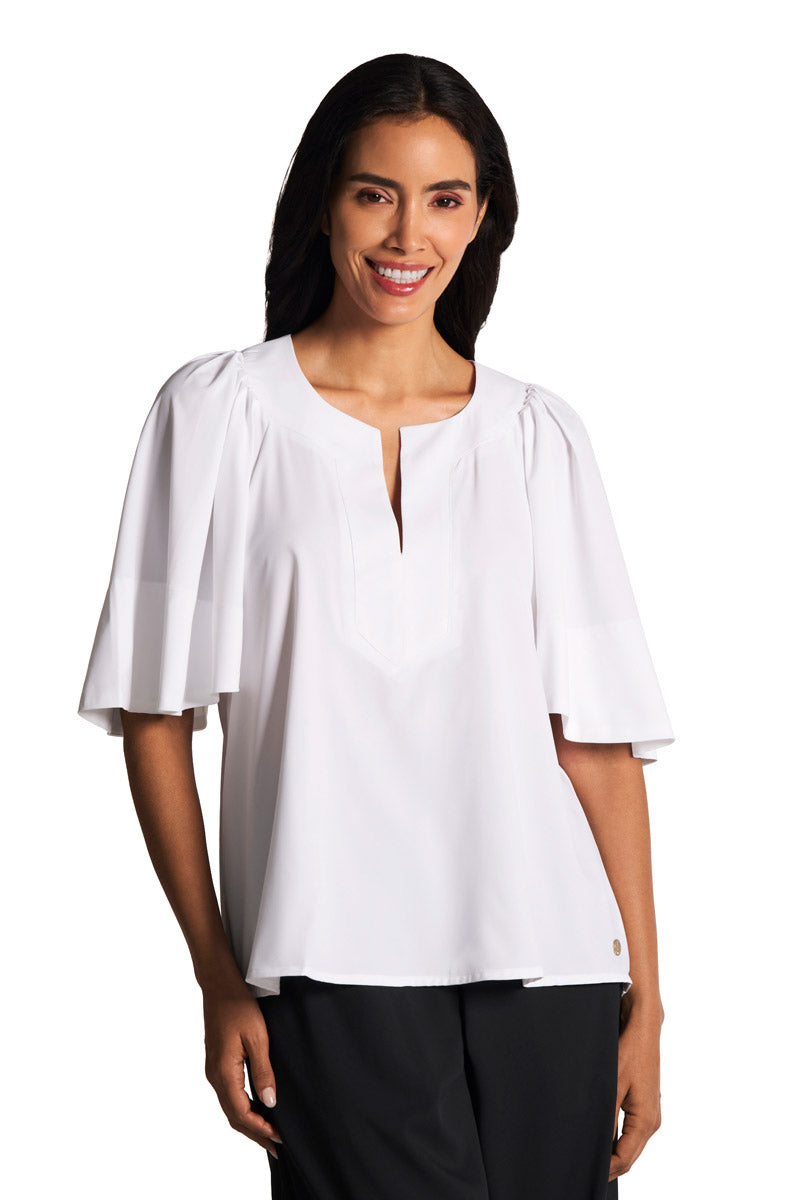 Women's Miami Spring Flutter Sleeve Blouse | White