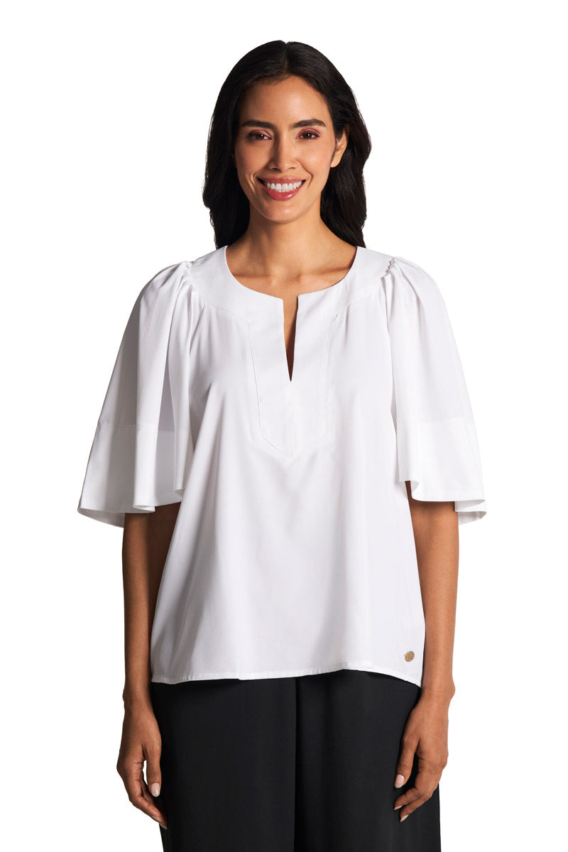 Women's Miami Spring Flutter Sleeve Blouse | White