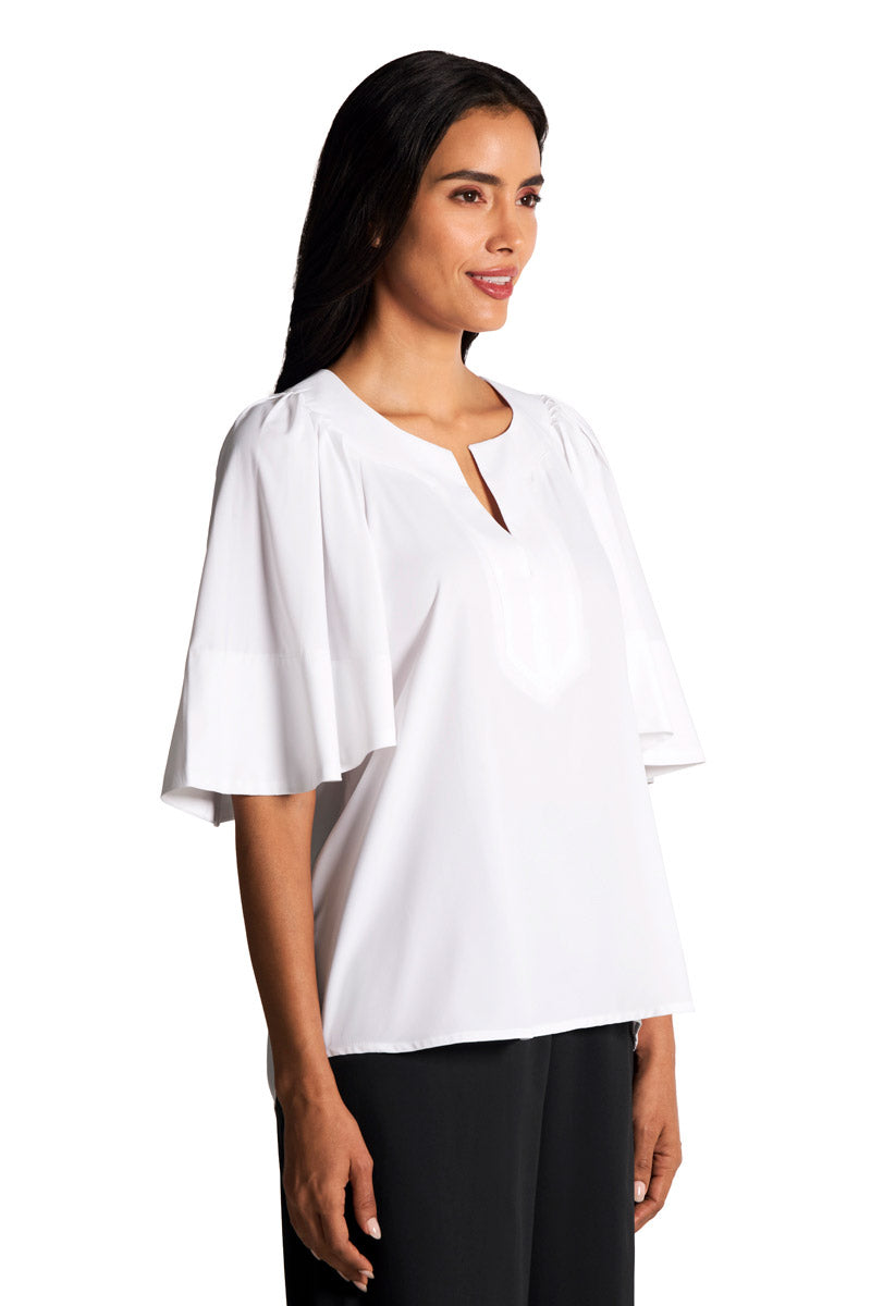 Women's Miami Spring Flutter Sleeve Blouse | White