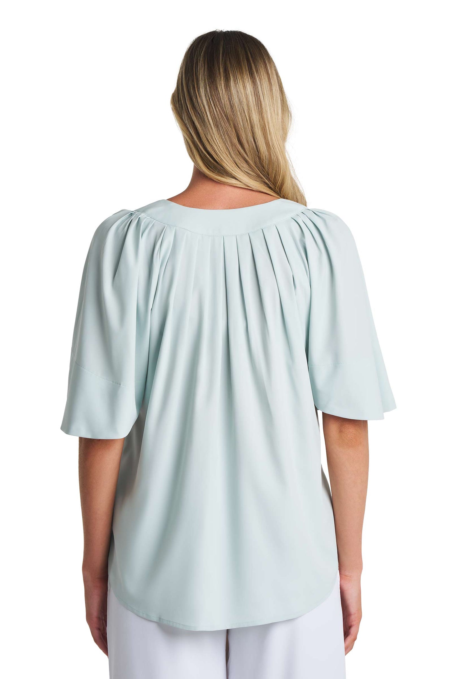 Women's Miami Spring Flutter Sleeve Blouse | Misty Aqua