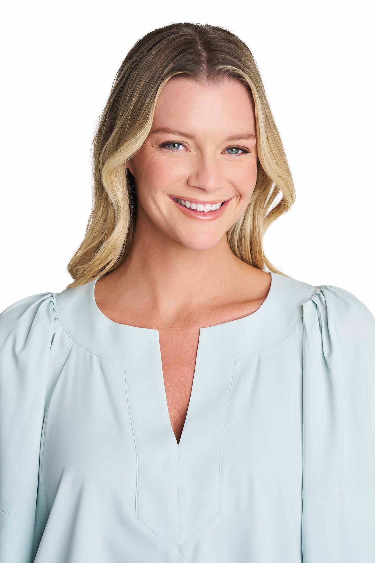 Women's Miami Spring Flutter Sleeve Blouse | Misty Aqua