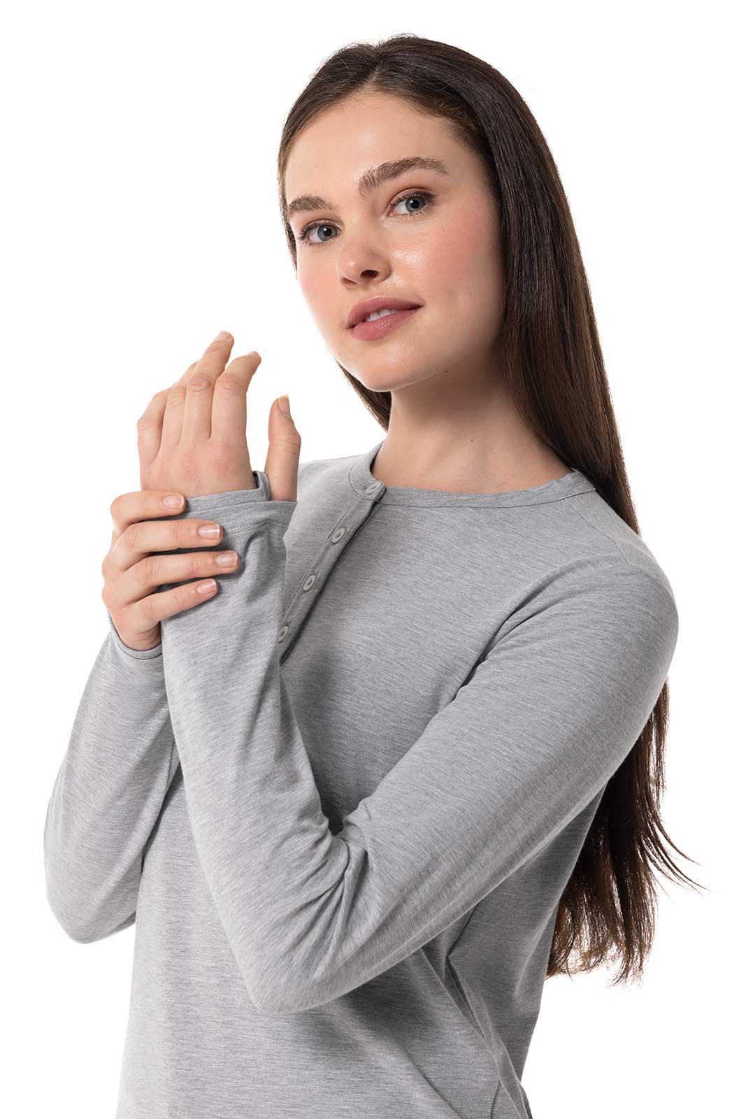 Women's Hallandale Long Sleeve Henley | Grey Heather