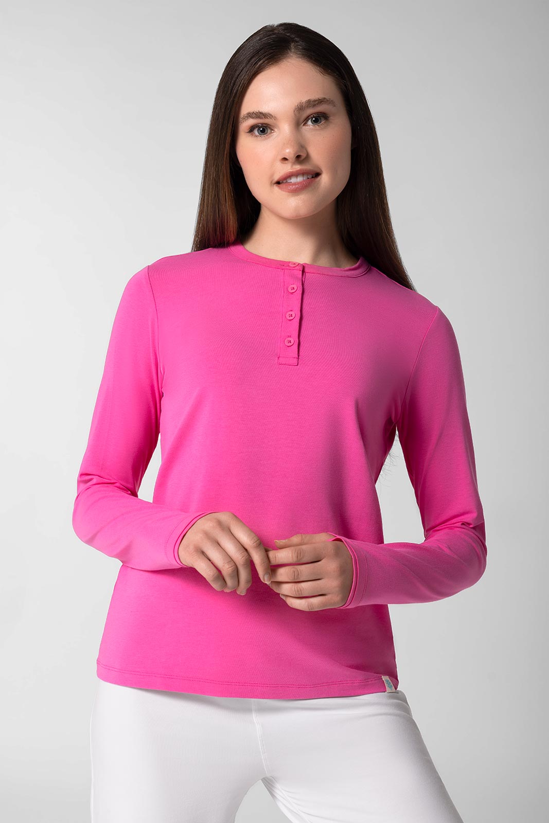 Women's Hallandale Long Sleeve Henley | Tulip Pink