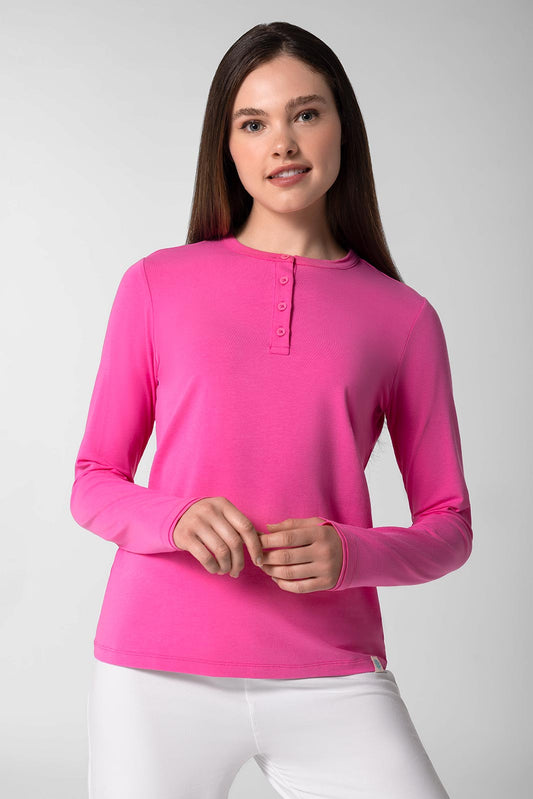 Women's Hallandale Long Sleeve Henley | Tulip Pink