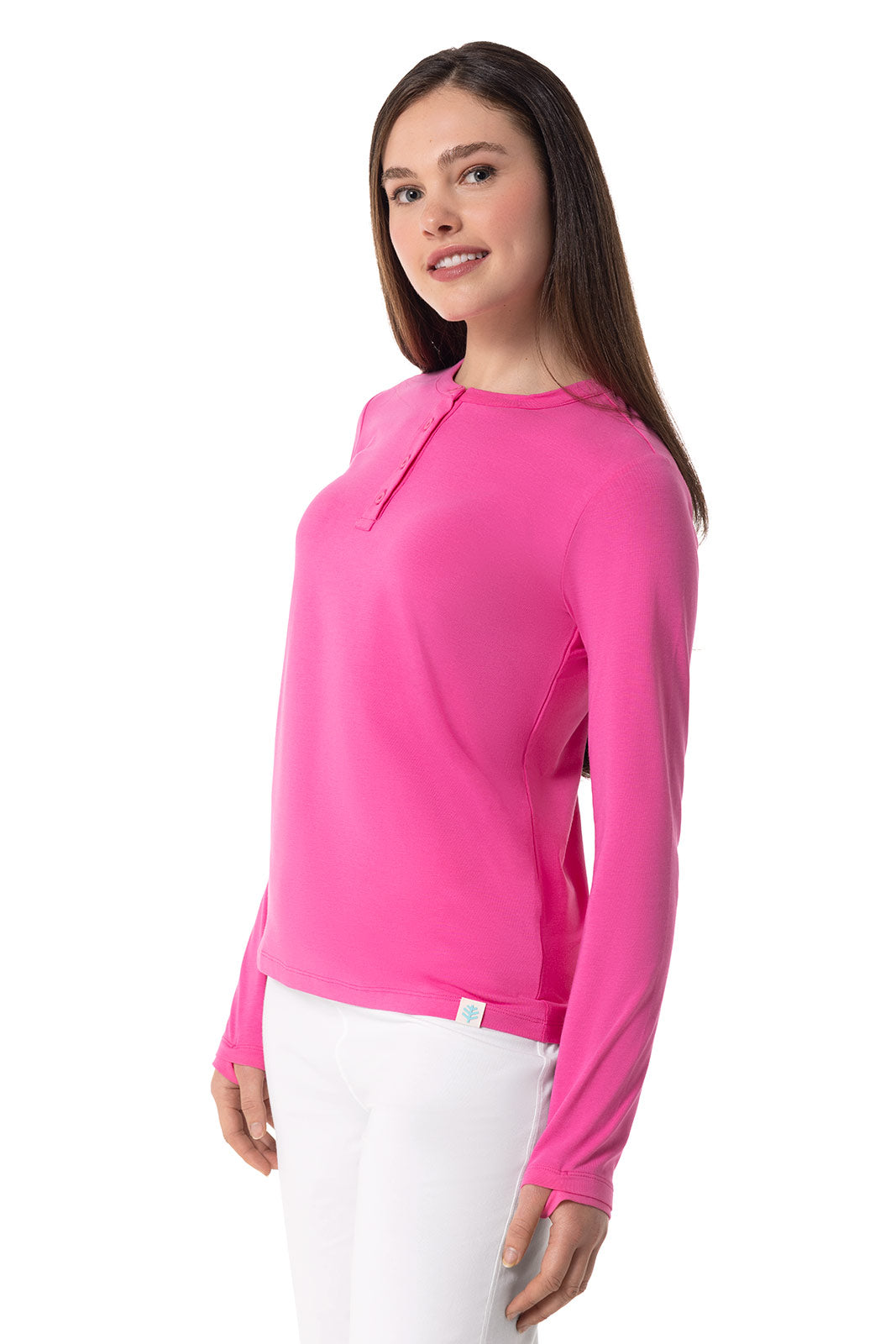 Women's Hallandale Long Sleeve Henley | Tulip Pink