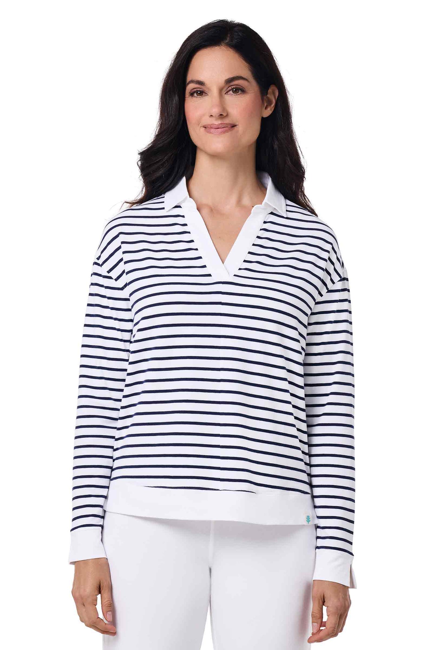 Women's Fontainebleau Polo 2.0 | White/Navy Stripe