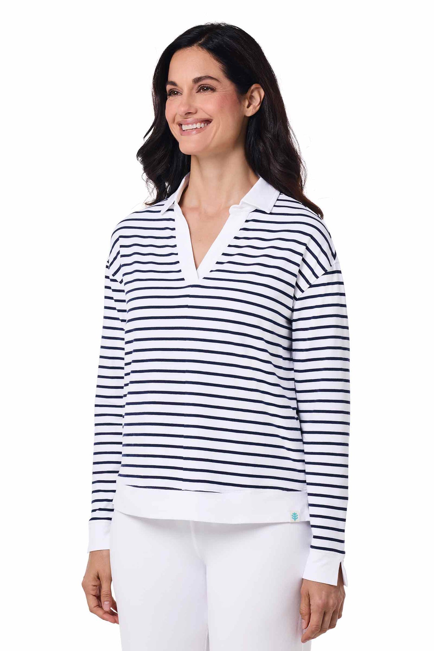 Women's Fontainebleau Polo 2.0 | White/Navy Stripe