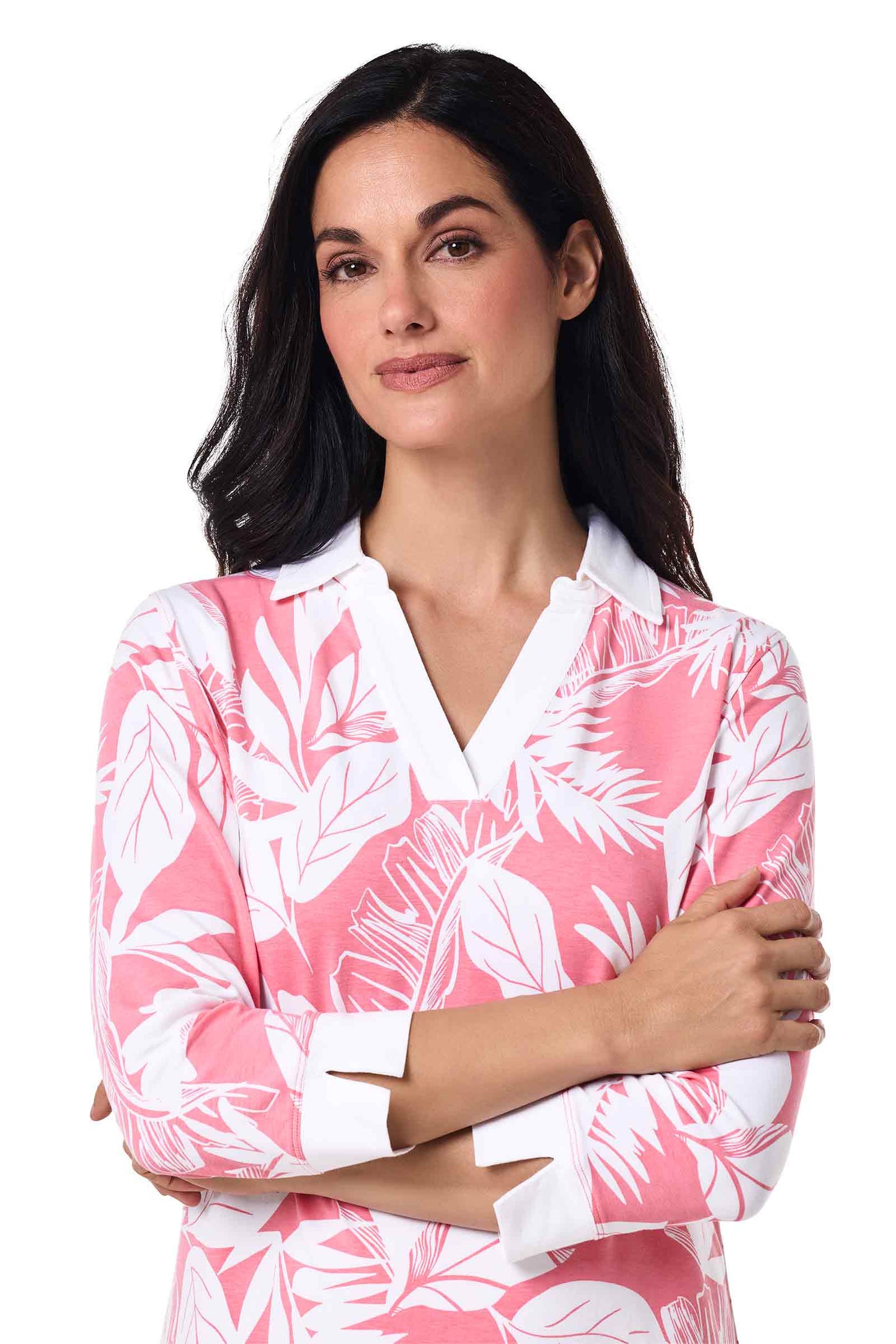 Women's Fontainebleau Tunic Dress | Flamingo Pink Palm Paradise