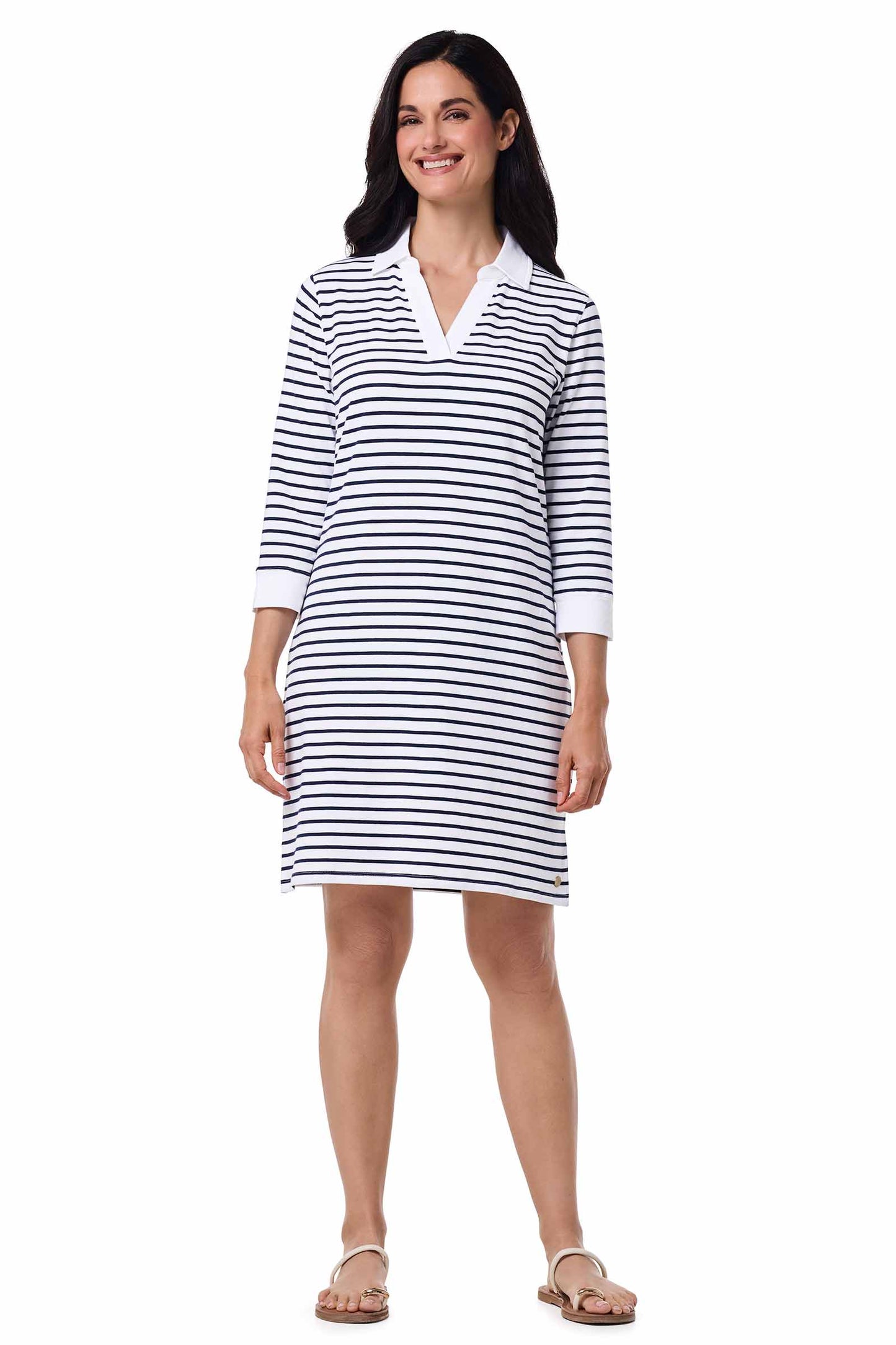 Women's Fontainebleau Tunic Dress | White/Navy Stripe