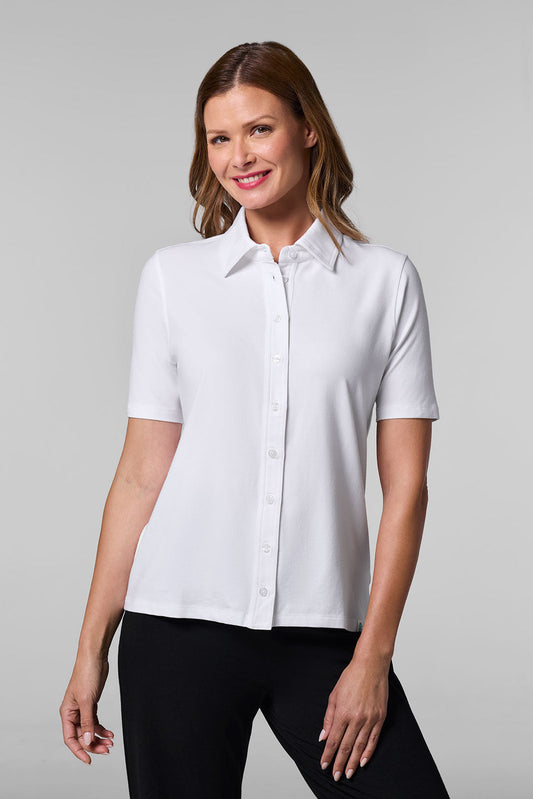 Women's Morningside Button Down Short Sleeve Shirt | White