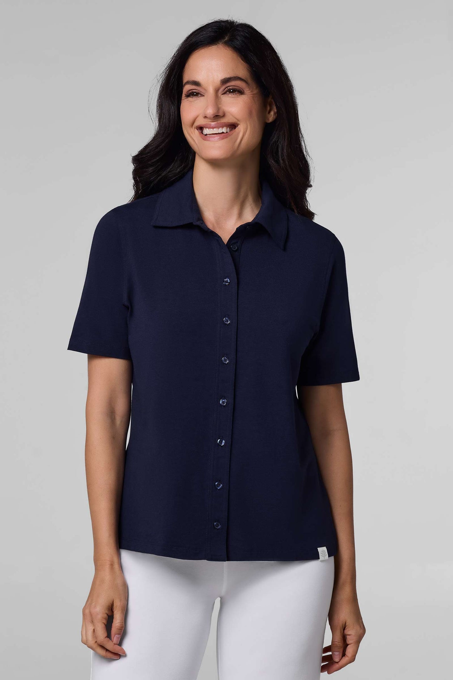 Women's Morningside Button Down Short Sleeve Shirt | Navy