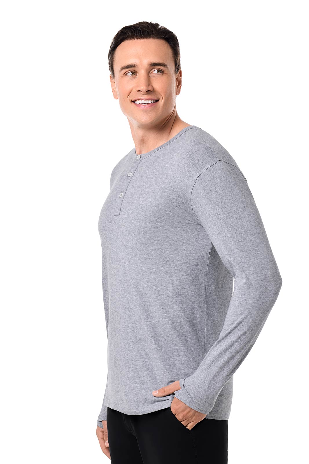 Men's Hallandale Long Sleeve Henley | Grey Heather
