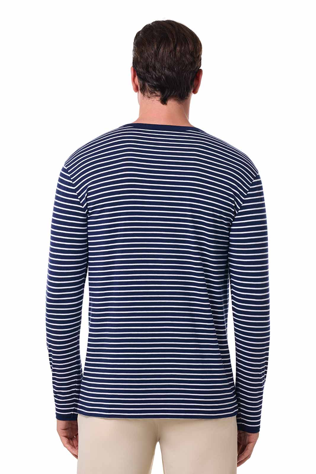 Men's Hallandale Long Sleeve Henley | Navy/White Stripe